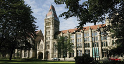 Frontage of the main University building on Oxford Road